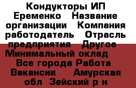 Кондукторы ИП Еременко › Название организации ­ Компания-работодатель › Отрасль предприятия ­ Другое › Минимальный оклад ­ 1 - Все города Работа » Вакансии   . Амурская обл.,Зейский р-н